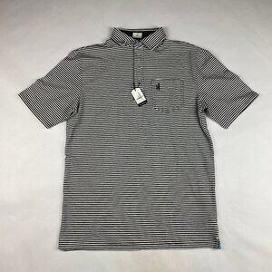 NWT Johnnie-O Hanging Out Polo Men's Size Small Gray White Striped
